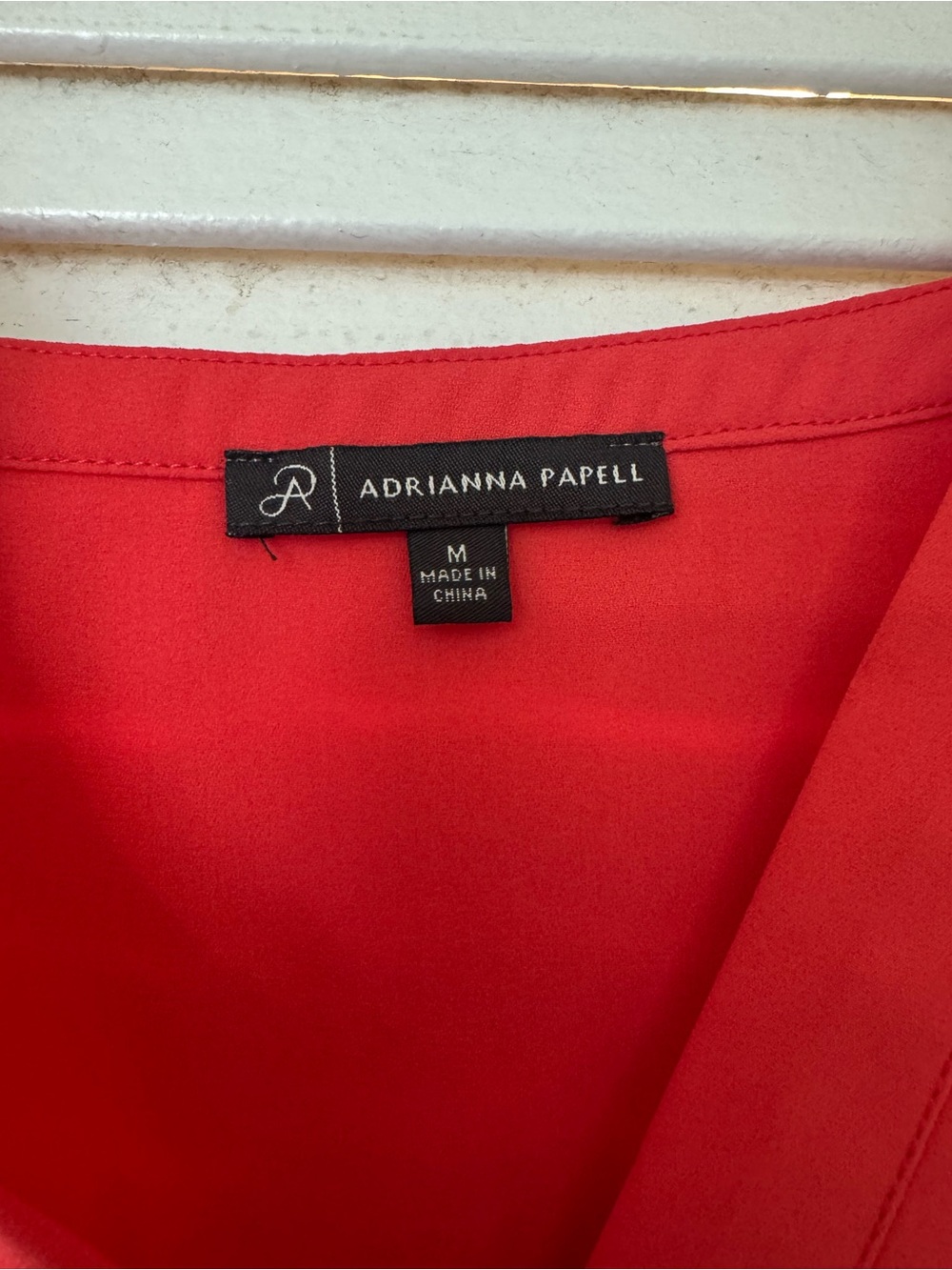 Adrianna Papell Vibrant Red V-Neck Long Sleeve Blouse - Picture 2 of 6